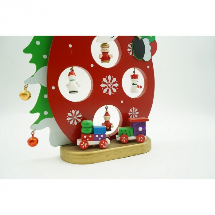 Figurina decorata, Mos Craciun, Rosu, din Lemn, 18 cm x 24.5 cm, Interior, Flippy [8]