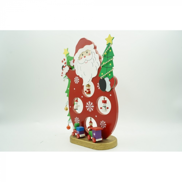 Figurina decorata, Mos Craciun, Rosu, din Lemn, 18 cm x 24.5 cm, Interior, Flippy [9]