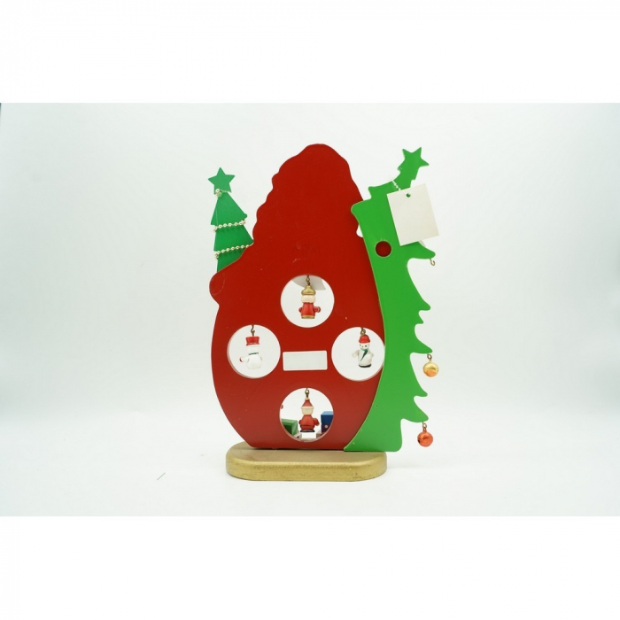 Figurina decorata, Mos Craciun, Rosu, din Lemn, 18 cm x 24.5 cm, Interior, Flippy [10]