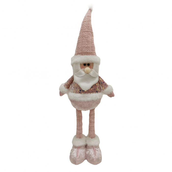 Figurina Decorativa, Pentru Craciun, Flippy, Mos Craciun, Picioare Telescopice, Inaltime Reglabila 44-54cm, Bluza cu Paiete, Roz [5]