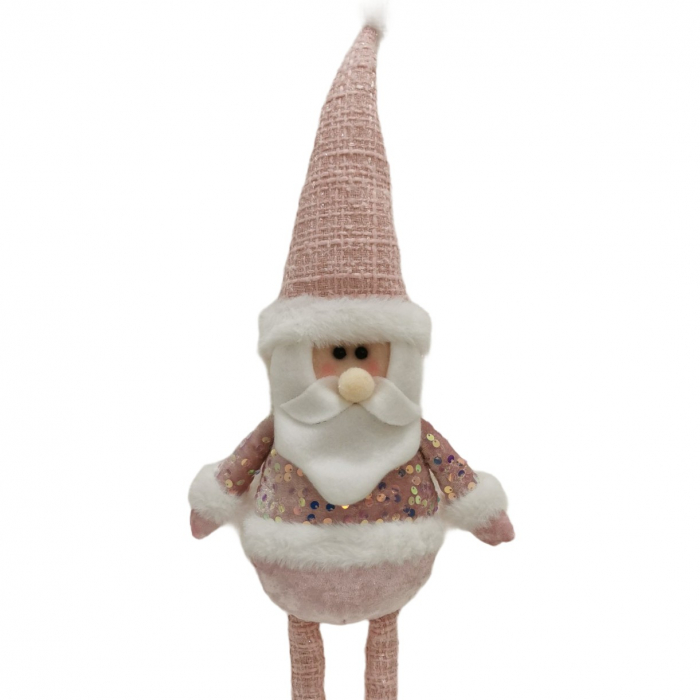 Figurina Decorativa, Pentru Craciun, Flippy, Mos Craciun, Picioare Telescopice, Inaltime Reglabila 44-54cm, Bluza cu Paiete, Roz [4]