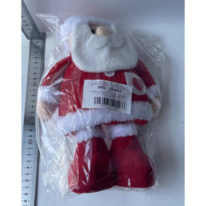 Figurina Decorativa, Pentru Craciun, Flippy, Mos Craciun, Picioare Telescopice, Inaltime Reglabila 44-54cm, Caciula cu Inimioare, Alb/Rosu [6]