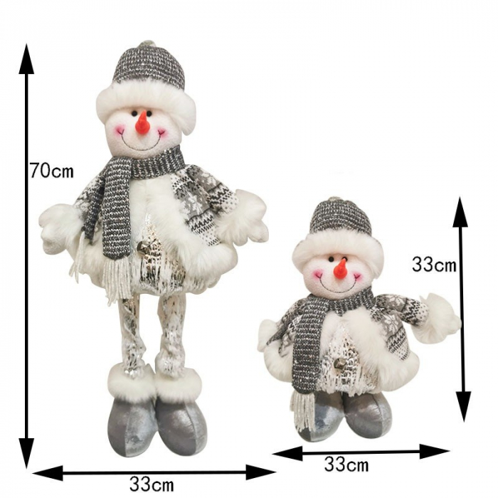 Figurina Decorativa, Pentru Craciun, Flippy, Om de Zapada, Picioare Telescopice, Inaltime Reglabila 33- 70 cm, Pantaloni Luciosi, Alb/Argintiu [4]