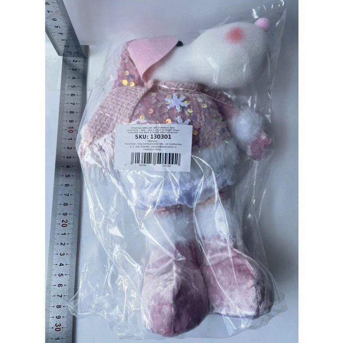 Figurina Decorativa, Pentru Craciun, Flippy, Ren, Picioare Telescopice, Inaltime Reglabila 44-54cm, Bluza cu Paiete, Roz [6]