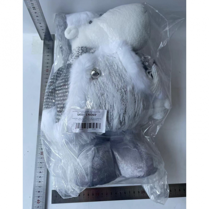 Figurina Decorativa, Pentru Craciun, Flippy, Ren, Picioare Telescopice, Inaltime Reglabila 52- 82 cm, Pantaloni Luciosi, Alb/Argintiu [8]