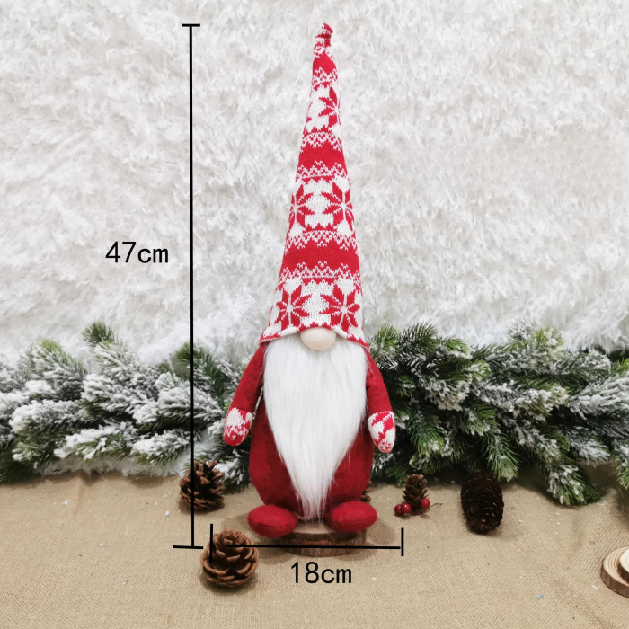 Figurina Decorativa, Pentru Craciun, Flippy, Spiridus, Omul Padurii cu Barba Lunga, Inaltime 47 cm, Rosu [4]