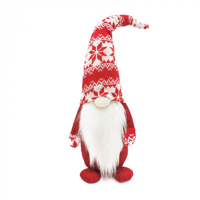 Figurina Decorativa, Pentru Craciun, Flippy, Spiridus, Omul Padurii cu Barba Lunga, Inaltime 47 cm, Rosu [1]