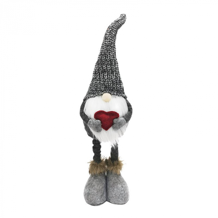 Figurina Decorativa, Pentru Craciun, Flippy, Spiridus, Omul Padurii Indragostit, Picioare Telescopice, Inaltime reglabila 42 - 52 cm, Gri [5]