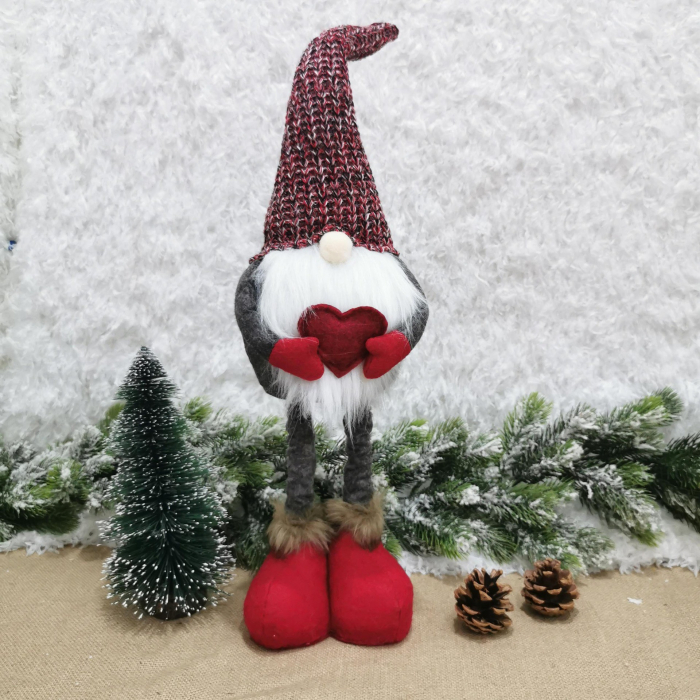 Figurina Decorativa, Pentru Craciun, Flippy, Spiridus, Omul Padurii Indragostit, Picioare Telescopice, Inaltime reglabila 42 - 52 cm, Rosu [3]