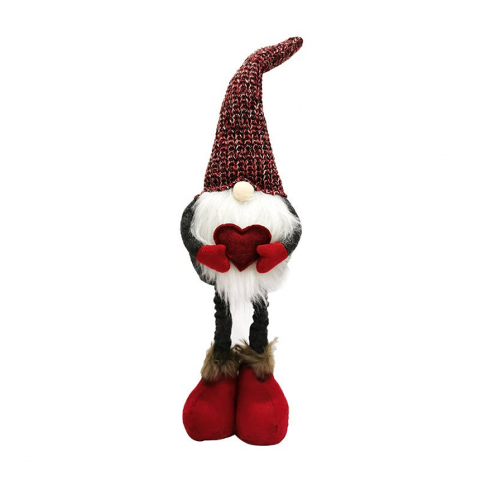 Figurina Decorativa, Pentru Craciun, Flippy, Spiridus, Omul Padurii Indragostit, Picioare Telescopice, Inaltime reglabila 42 - 52 cm, Rosu [5]