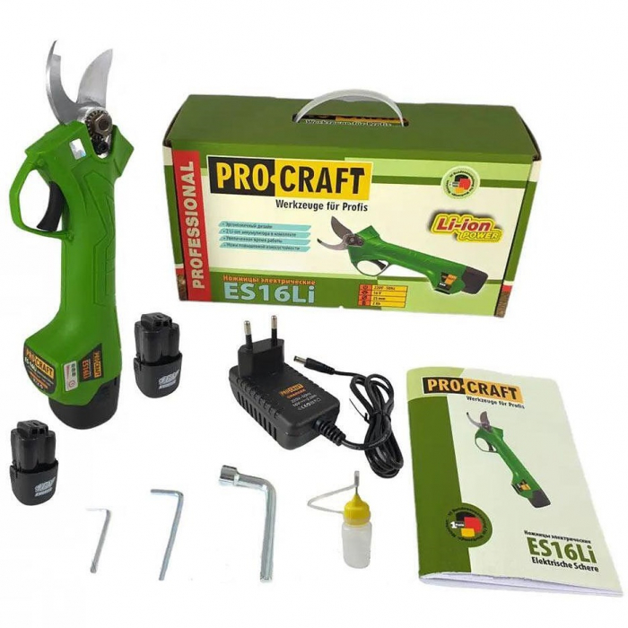 Foarfeca pentru crengi cu acumulator Procraft ES16Li, 16 V, 2Ah, autonomie 4 h [7]