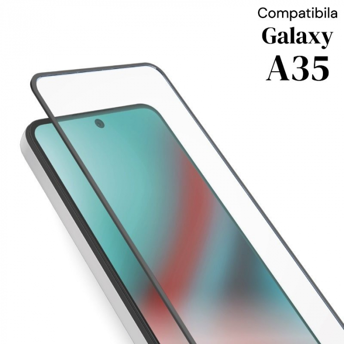 Folie de Protectie Ceramica, Flippy, Compatibila cu Samsung Galaxy A35 4G, A35 5G, Ceramics 9D, Antisoc, Margini Negre, Transparent [5]