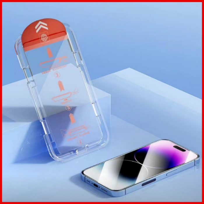 Folie de Protectie cu Instalare Rapida, Flippy, pentru Apple iPhone 15 Pro, Tempered Glass Easy Tool, Full Cover, Protectie Difuzor, HD, Margini Negre, Transparent [4]