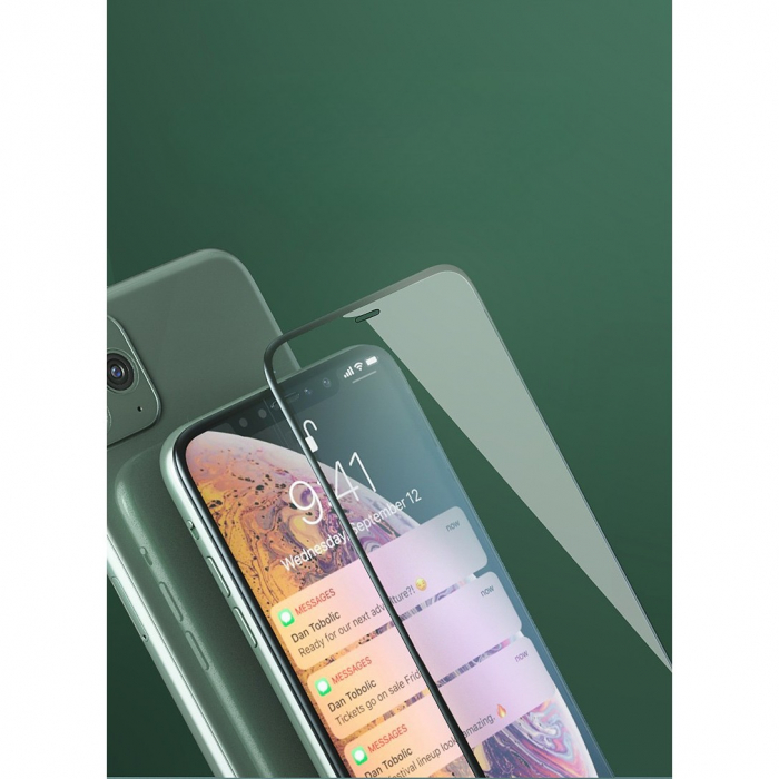 Folie de Protectie, Flippy, pentru iPhone 15, Full Cover, Ceramics 9D, Anti-soc, Anti-amprenta, Margini Negre, Transparent [2]