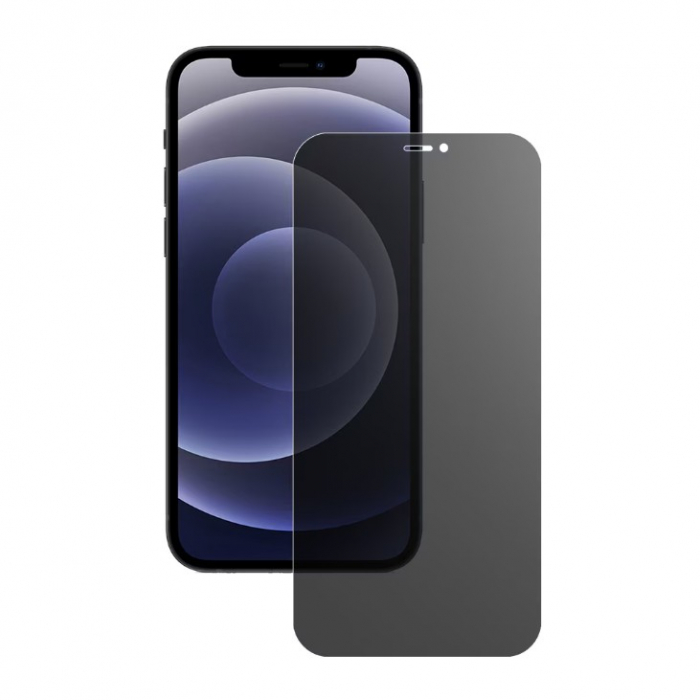 Folie de Protectie, Flippy, pentru iPhone 15, Matte Ceramic Privacy, 9H, Confidentialitate 30°, Anti-Soc, Negru Transparent [1]