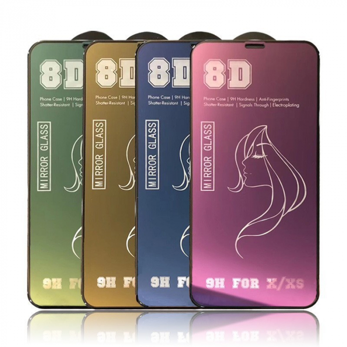 Folie de Protectie, Flippy, pentru iPhone 15 Plus, Tempered Glass Mirror 8D, Efect Oglinda, HD, Albastru [5]