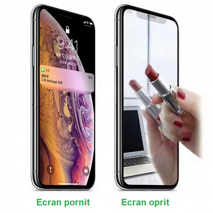 Folie de Protectie, Flippy, pentru iPhone 15 Plus, Tempered Glass Mirror 8D, Efect Oglinda, HD, Albastru [3]