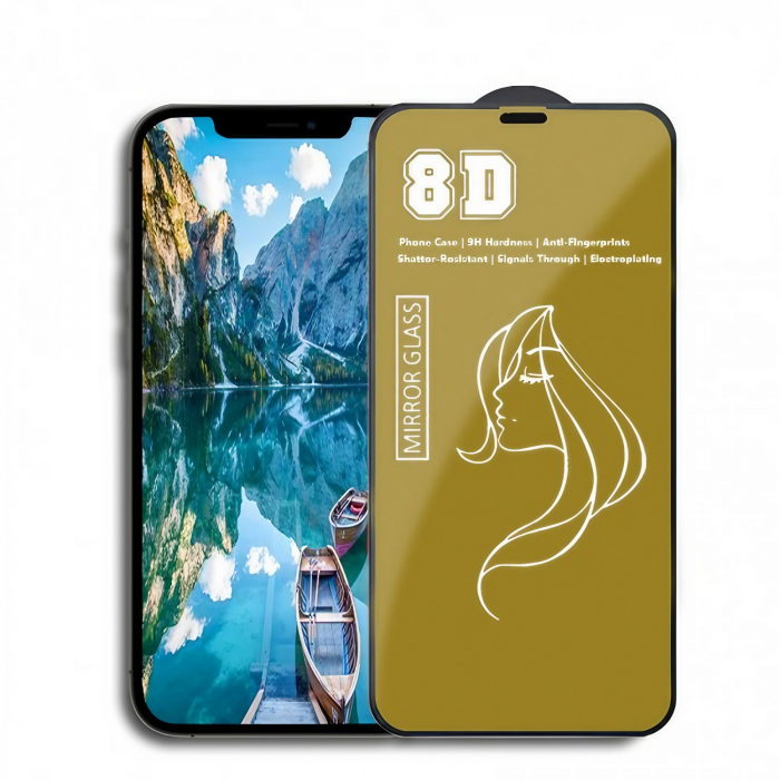 Folie de Protectie, Flippy, pentru iPhone 15 Plus, Tempered Glass Mirror 8D, Efect Oglinda, HD, Auriu [1]