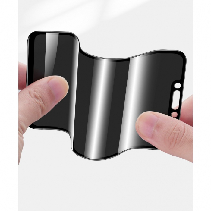 Folie de Protectie, Flippy, pentru iPhone 15 Pro, Matte Ceramic Privacy, 9H, Confidentialitate 30°, Anti-Soc, Negru Transparent [4]