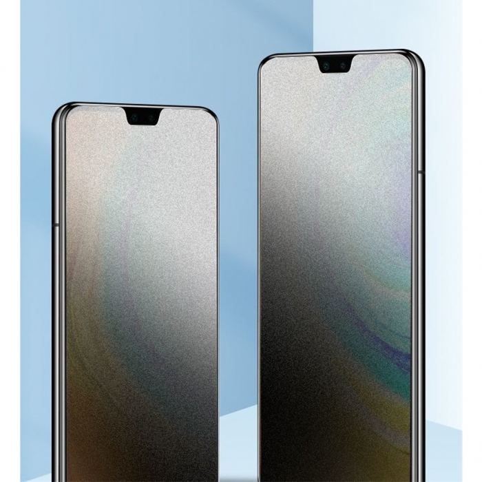 Folie de Protectie, Flippy, pentru iPhone 15 Pro, Matte Ceramic Privacy, 9H, Confidentialitate 30°, Anti-Soc, Negru Transparent [3]