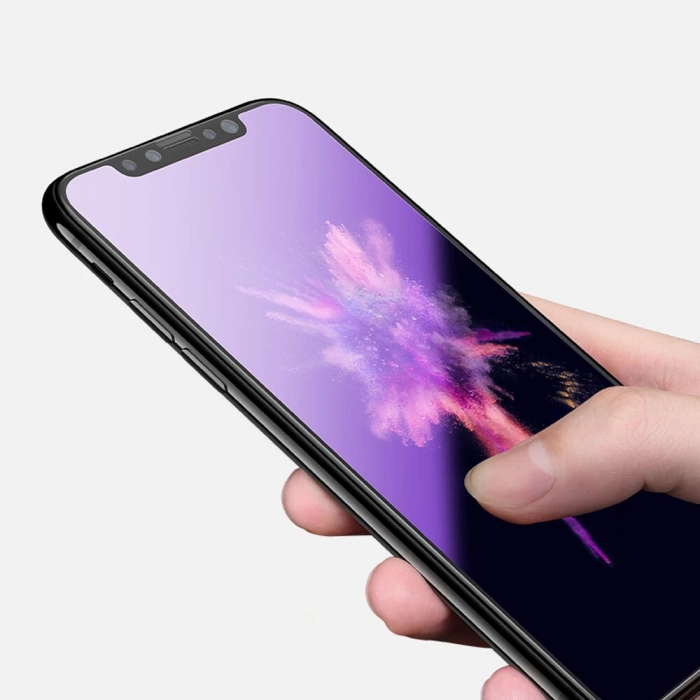 Folie de Protectie, Flippy, pentru iPhone 15 Pro Max, Ceramic Anti-Blue, 9H, Protectie Ochi, Anti-Soc, Mov [2]
