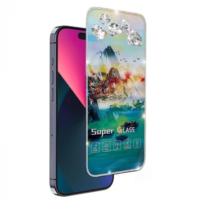 Folie de Protectie, Flippy, pentru iPhone 15, Tempered Glass 2.5 cu Pietricele, ESD, HD, Transparent [1]