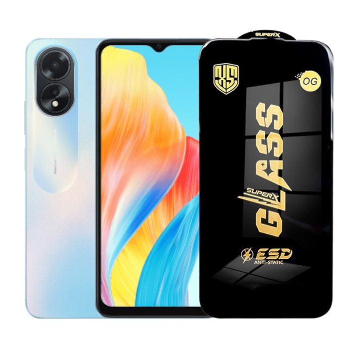 Folie de Protectie pentru Oppo A18, Flippy, Sticla Securizata ESD, Margini Negre, Rezistenta la Zgirieturi, Antistatica, 0.35 mm, Transparenta [1]