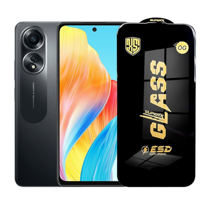 Folie de Protectie pentru Oppo A58, Flippy, Sticla Securizata ESD, Margini Negre, Rezistenta la Zgirieturi, Antistatica, 0.35 mm, Transparenta [1]