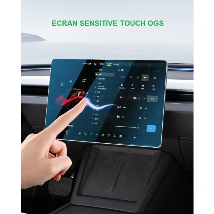 Folie de Sticla Securizata, Flippy, Compatibila cu Tesla Model 3 / Tesla Model Y, Ecran Frontal, Anti Blue-Ray, 4K Ultra HD, Anti-amprenta, 2.5D, Transparent [7]