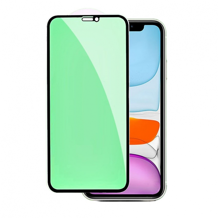 Folie de Sticla Securizata pentru Apple iPhone 15, Flippy, Lumina Verde Anti-Blue Ray, Auto-Aplicare, Protectie Completa 9D, Verde [3]