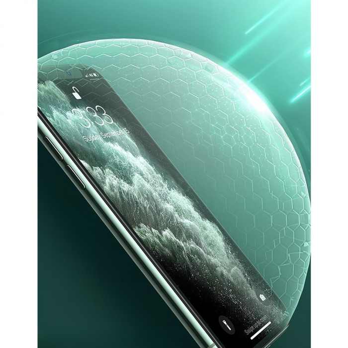 Folie de Sticla Securizata pentru Apple iPhone 15, Flippy, Lumina Verde Anti-Blue Ray, Auto-Aplicare, Protectie Completa 9D, Verde [6]