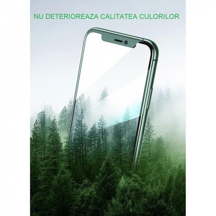 Folie de Sticla Securizata pentru Apple iPhone 15, Flippy, Lumina Verde Anti-Blue Ray, Auto-Aplicare, Protectie Completa 9D, Verde [8]