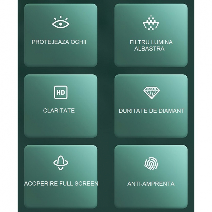 Folie de Sticla Securizata pentru Apple iPhone 15, Flippy, Lumina Verde Anti-Blue Ray, Auto-Aplicare, Protectie Completa 9D, Verde [11]