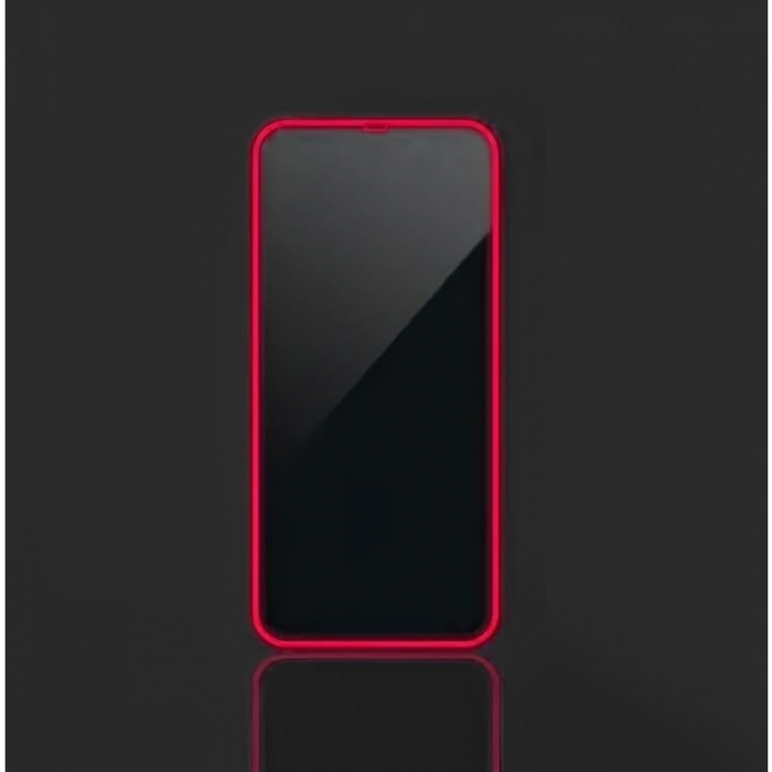 Folie de Sticla Securizata pentru Apple iPhone 15 Pro Max, Flippy, Luminous, Margine Fosforescenta Neon din Silicon, Mat, Anti-Amprenta, Protectie Completa, 9H, Roz [2]