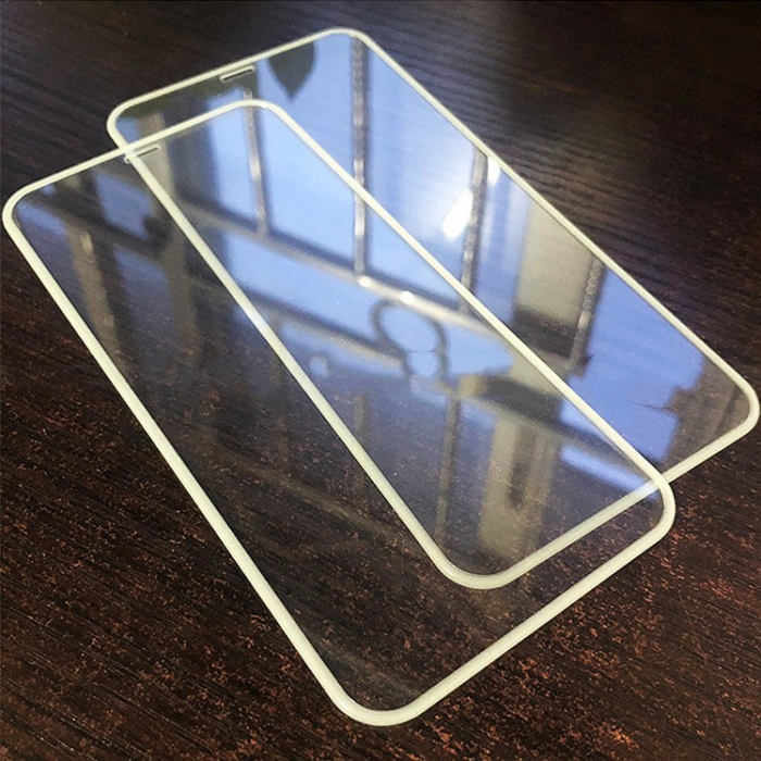 Folie de Sticla Securizata pentru Apple iPhone 15 Pro Max, Flippy, Luminous, Margine Fosforescenta Neon din Silicon, Mat, Anti-Amprenta, Protectie Completa, 9H, Alb [3]