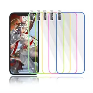 Folie de Sticla Securizata pentru Apple iPhone 15 Pro Max, Flippy, Luminous, Margine Fosforescenta Neon din Silicon, Mat, Anti-Amprenta, Protectie Completa, 9H, Albastru [8]