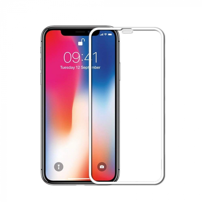 Folie de Sticla Securizata pentru Apple iPhone 15 Pro Max, Flippy, Luminous, Margine Fosforescenta Neon din Silicon, Mat, Anti-Amprenta, Protectie Completa, 9H, Alb [1]