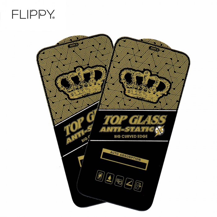 Folie ecran Flippy pentru iPhone 14 Pro, Sticla ESD, Top Glass, Anti-static, Negru [6]