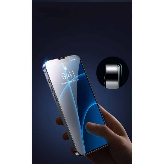 Folie protectie Flippy pentru Samsung S23, Sticla securizata, temperata, duritate 9H, Transparenta cu margini negre, Protectie Completa [3]