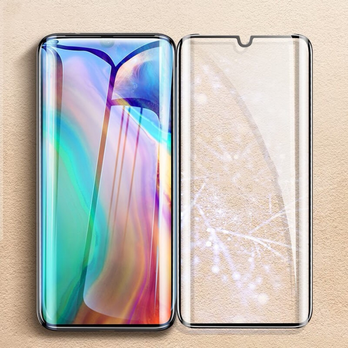 Folie Sticla Curbata, compatibila cu Huawei P30 Pro Full Face Negru, Flippy [2]