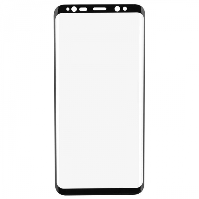 Folie Sticla Curbata Flippy compatibila cu Samsung Galaxy S8, cu lipici pe conturul negru, Full Face V2 Negru [3]