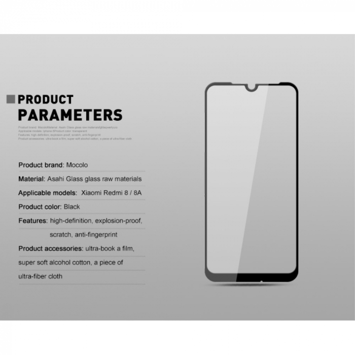 Folie Sticla Flippy® compatibila cu Xiaomi Redmi 8 111D Negru [12]