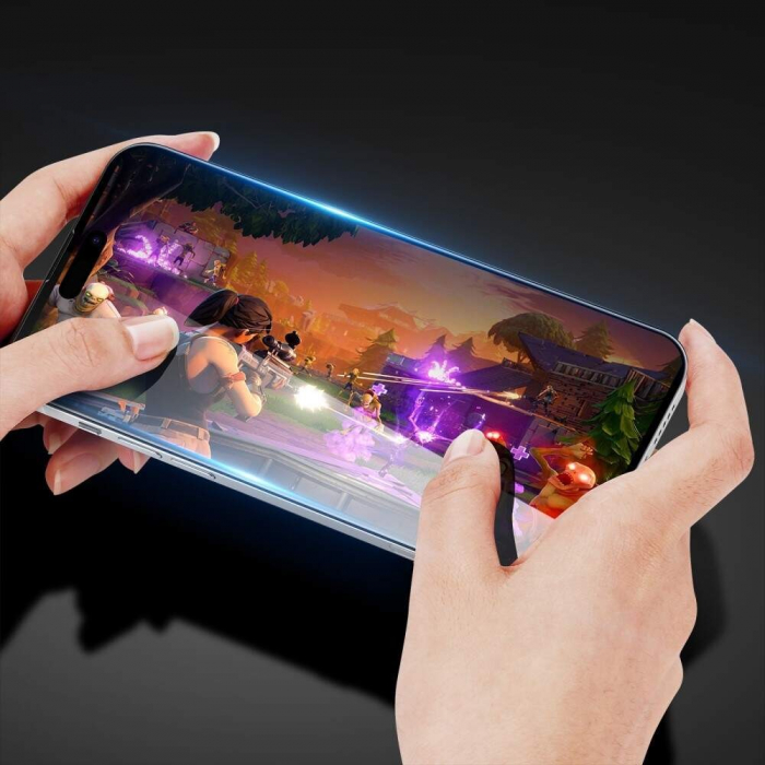 Folie Sticla Flippy pentru iPhone 15 Pro, Transparenta HD, 9H, 111D, Margini negre [7]