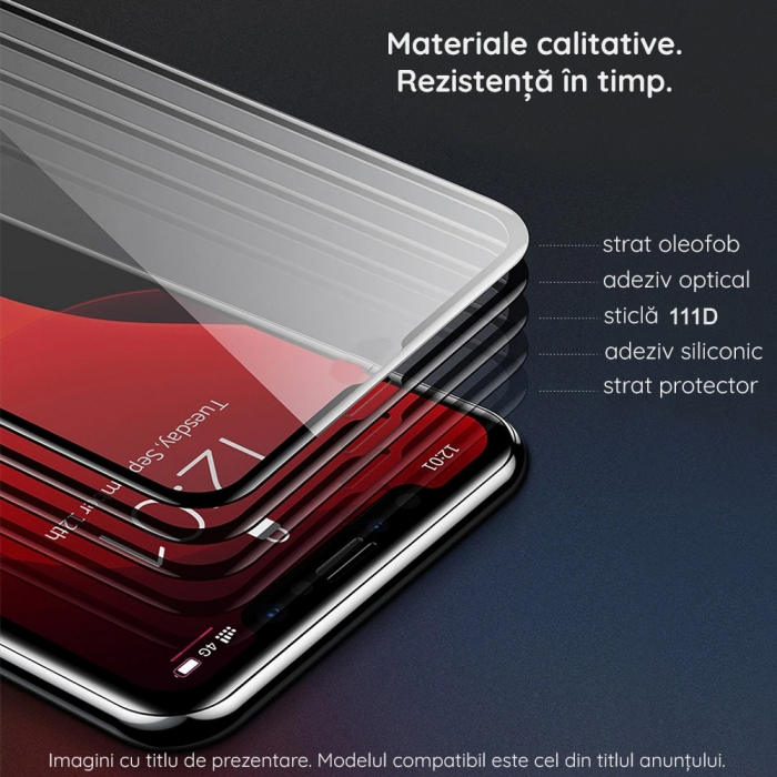 Folie Sticla Flippy pentru iPhone 15 Pro, Transparenta HD, 9H, 111D, Margini negre [2]