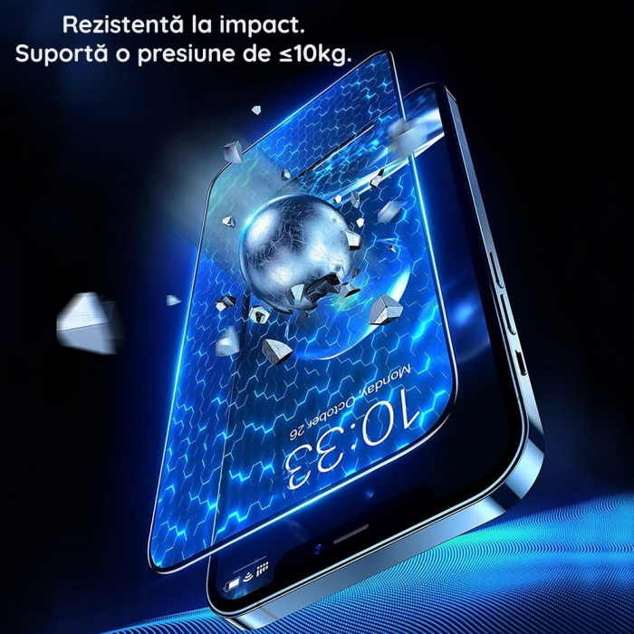 Folie Sticla Flippy pentru iPhone 15 Pro, Transparenta HD, 9H, 111D, Margini negre [4]