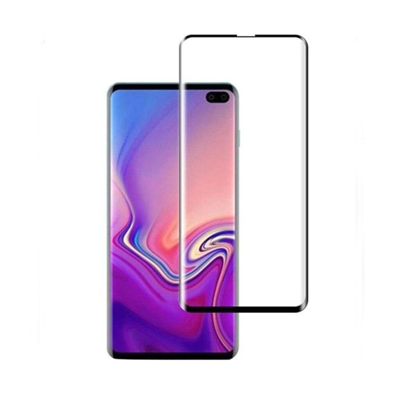 Folie Sticla Securizata Curbata Flippy pentru Samsung S10 Plus cu recunoastere a amprentelor digitale, 9H, lipici margine, contur negru [5]