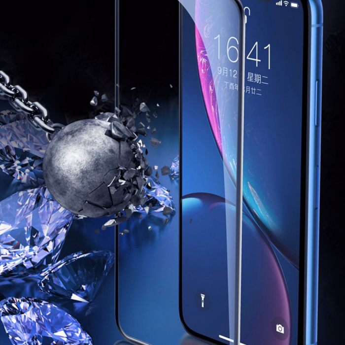 Folie Sticla securizata electrostatica Flippy pentru iPhone XR / 11, Sticla ESD, Top Glass, Anti-static, Negru [4]