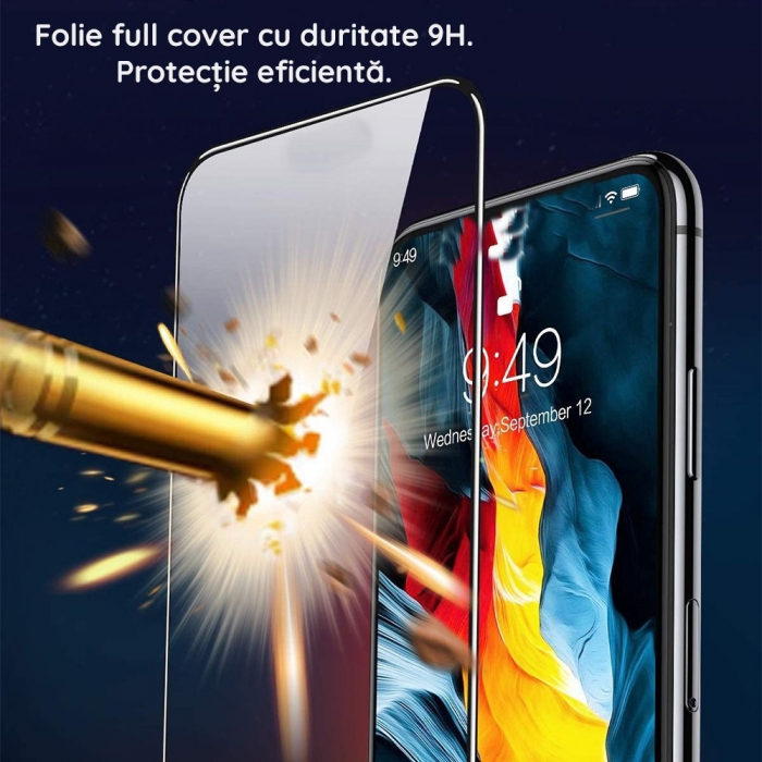 Folie Sticla Securizata Flippy compatibil cu Apple iPhone 15 Plus, Full Glue Negru [3]