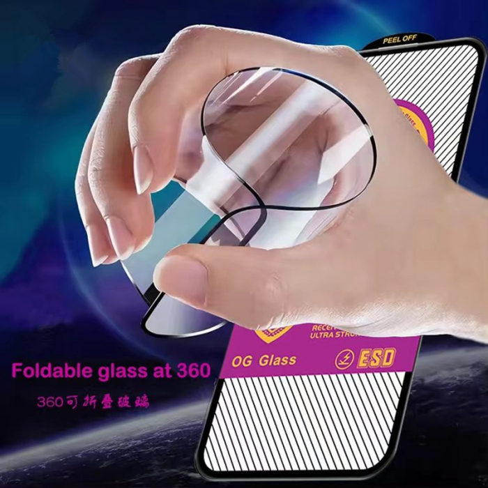 Folie Sticla Securizata, Flippy, compatibila cu Apple iPhone 15 Pro Max, Sticla ESD, Super HD Glass, Anti-static, Margini Negre, 360 OG, Transparent [1]