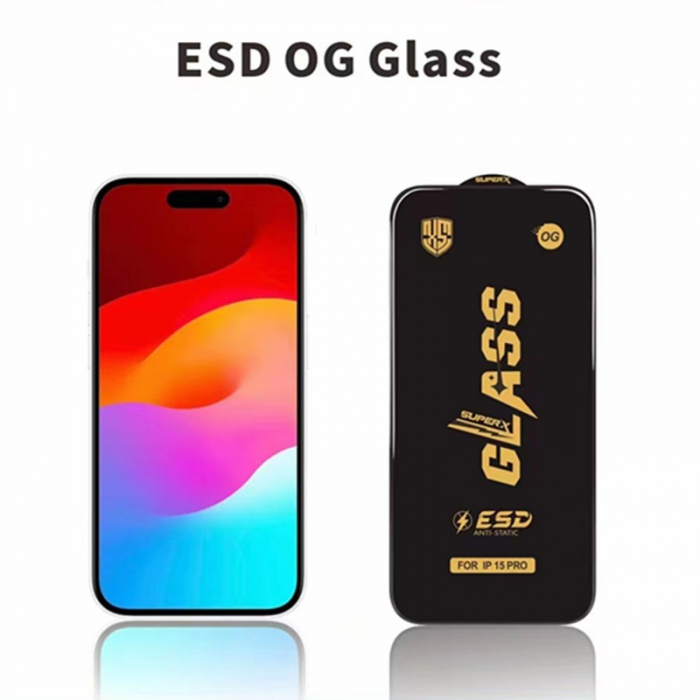 Folie Sticla Securizata, Flippy, compatibila cu Apple iPhone 16, Sticla ESD, Super HD Glass, Anti-static, Margini Negre, Transparent [1]